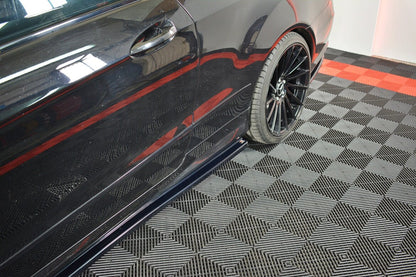 Seitenschweller Ansatz (Paar) passend für Mercedes E-Klasse Coupe AMG-Line C207 schwarz Hochglanz