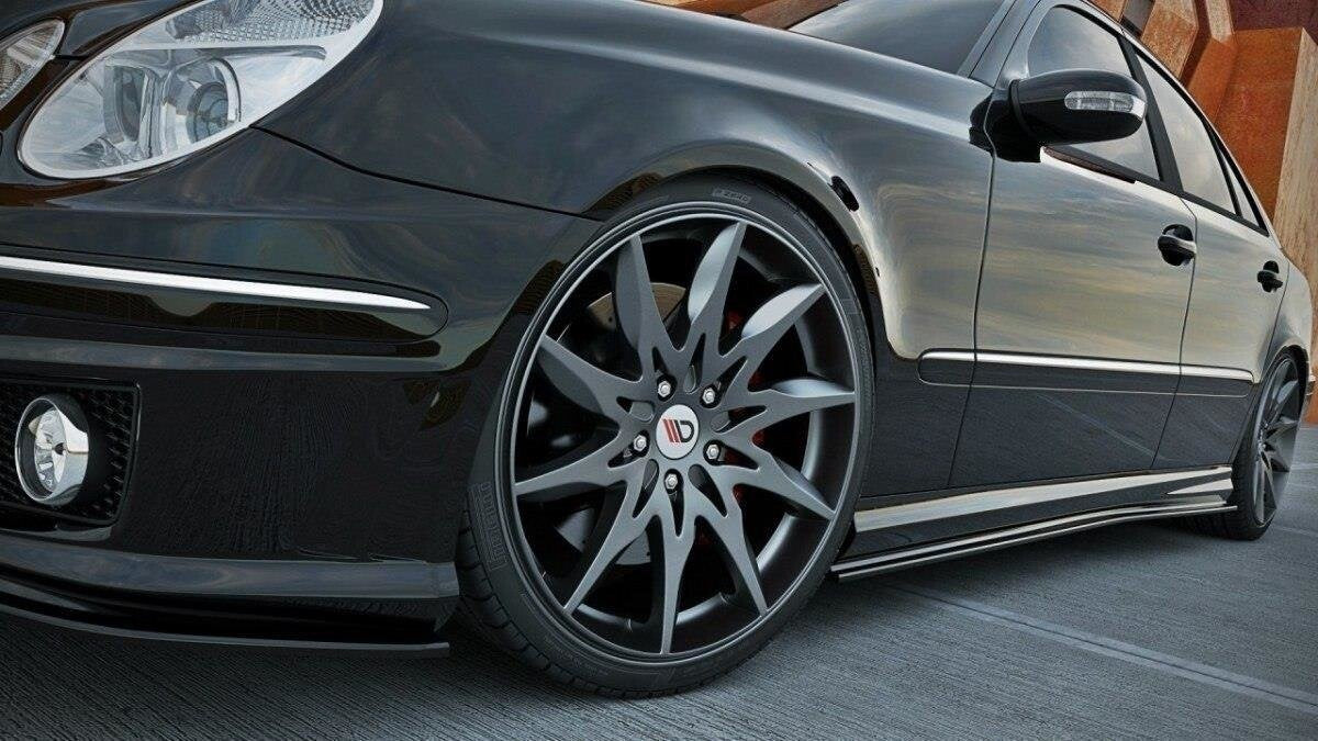 Seitenschweller Ansatz (Paar) passend für Mercedes E-Klasse W211 AMG schwarz Hochglanz