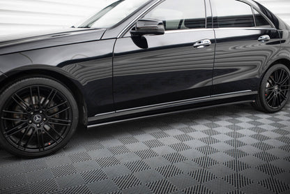 Seitenschweller Ansatz (Paar) passend für Mercedes E W212 FL schwarz Hochglanz