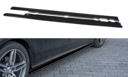 Seitenschweller Ansatz (Paar) passend für Mercedes E43 AMG / AMG-Line Limousine / Kombi W213 / S213 schwarz Hochglanz