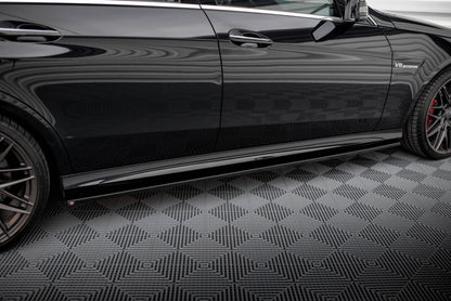 Seitenschweller Ansatz (Paar) passend für Mercedes E63 AMG / AMG-Line Limousine W212 FL schwarz Hochglanz