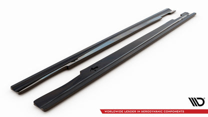 Seitenschweller Ansatz (Paar) passend für Mercedes E63 AMG / AMG-Line Limousine W212 FL schwarz Hochglanz