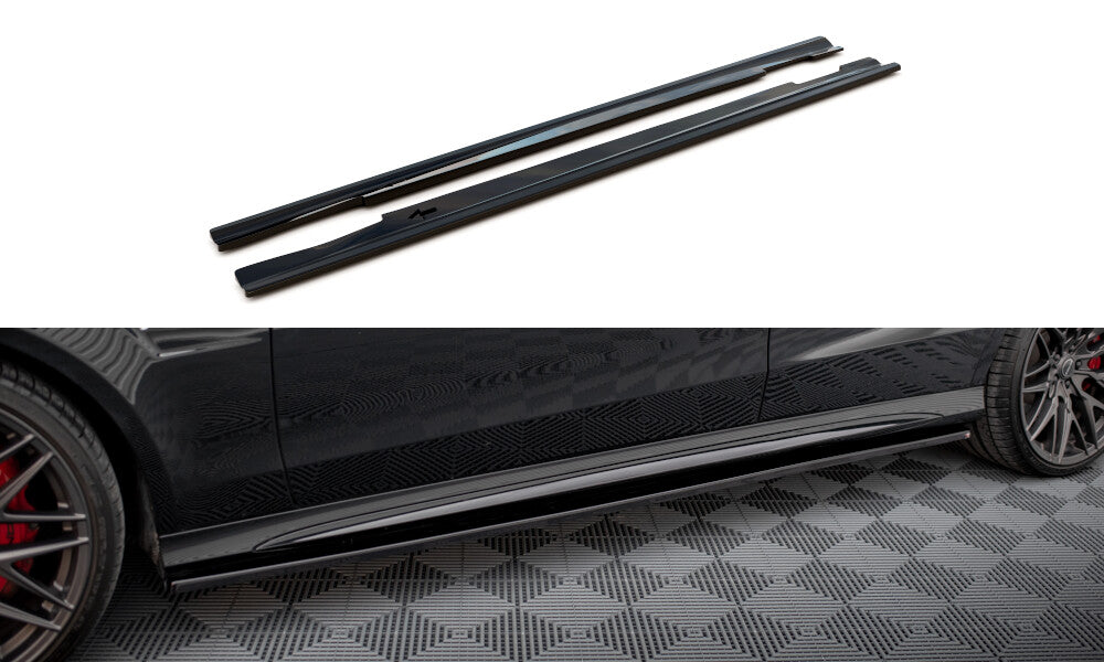 Seitenschweller Ansatz (Paar) passend für Mercedes E63 AMG / AMG-Line Limousine W212 FL schwarz Hochglanz