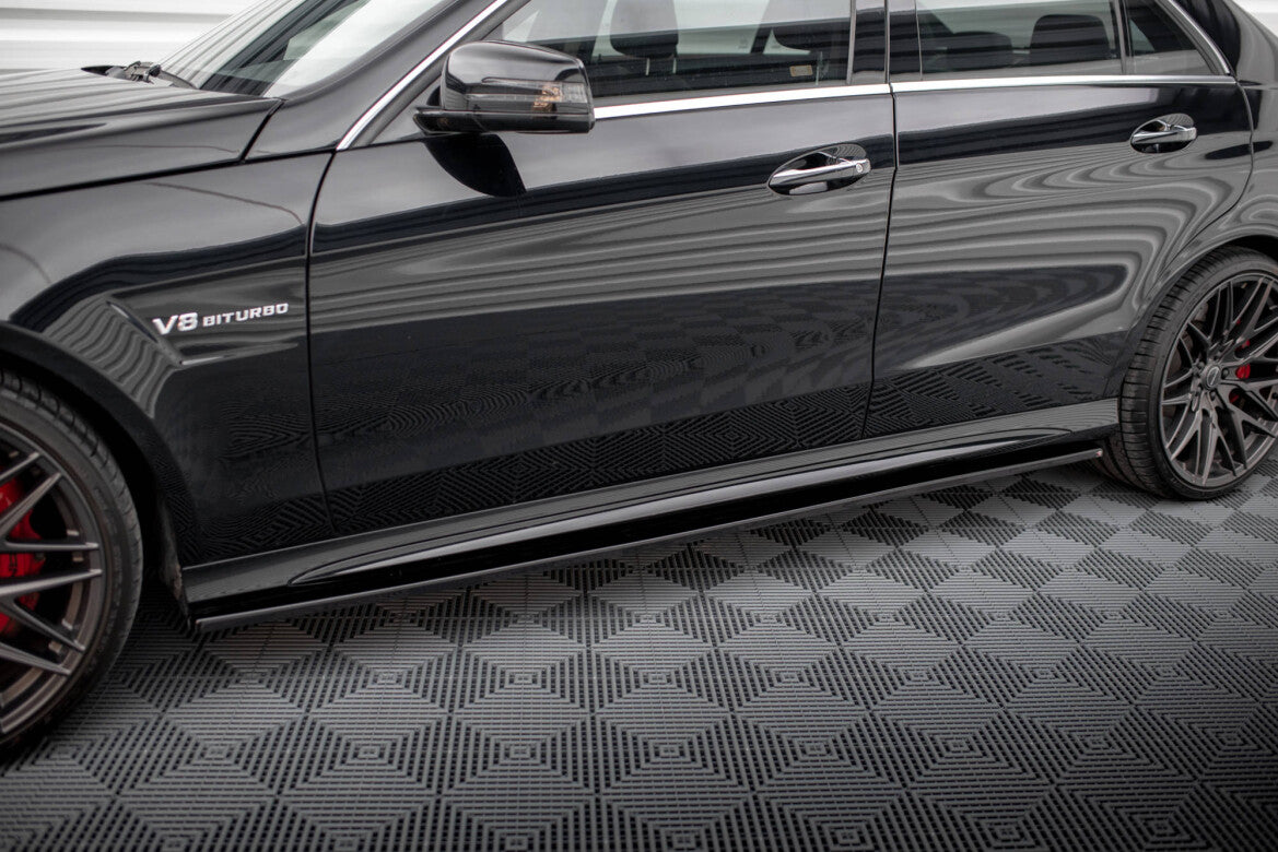 Seitenschweller Ansatz (Paar) passend für Mercedes E63 AMG / AMG-Line Limousine W212 FL schwarz Hochglanz