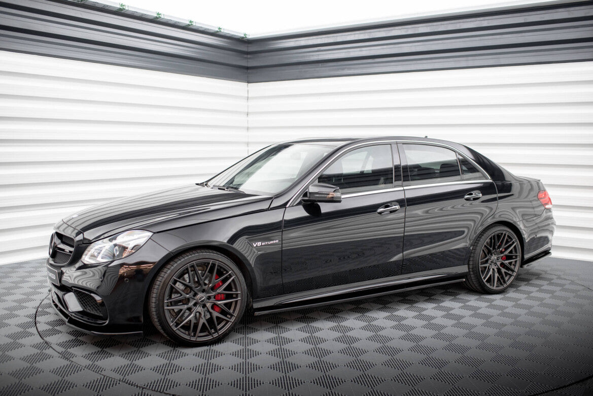 Seitenschweller Ansatz (Paar) passend für Mercedes E63 AMG / AMG-Line Limousine W212 FL schwarz Hochglanz