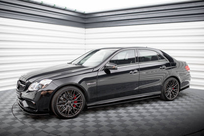 Seitenschweller Ansatz (Paar) passend für Mercedes E63 AMG / AMG-Line Limousine W212 FL schwarz Hochglanz
