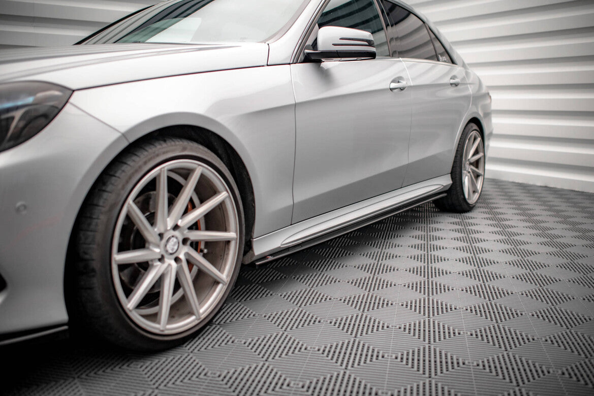 Seitenschweller Ansatz (Paar) passend für Mercedes E63 AMG / AMG-Line Limousine W212 FL schwarz Hochglanz