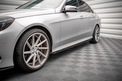 Seitenschweller Ansatz (Paar) passend für Mercedes E63 AMG / AMG-Line Limousine W212 FL schwarz Hochglanz