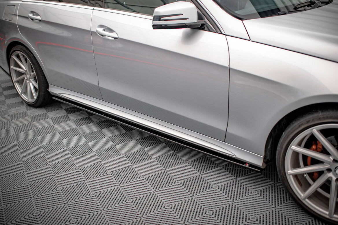 Seitenschweller Ansatz (Paar) passend für Mercedes E63 AMG / AMG-Line Limousine W212 FL schwarz Hochglanz