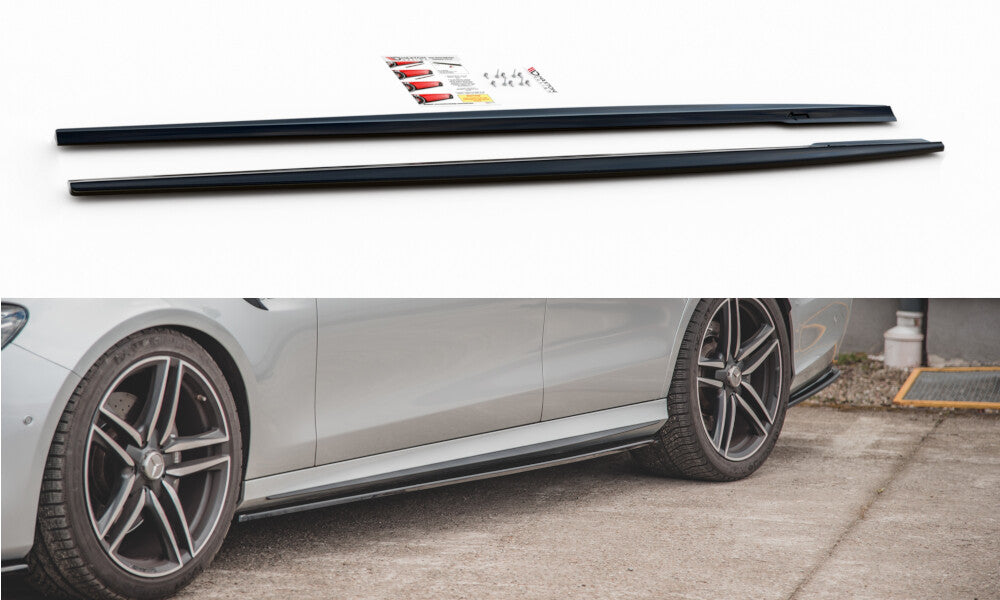 Seitenschweller Ansatz (Paar) passend für Mercedes E63 AMG Kombi/Limousine S213/W213 schwarz Hochglanz