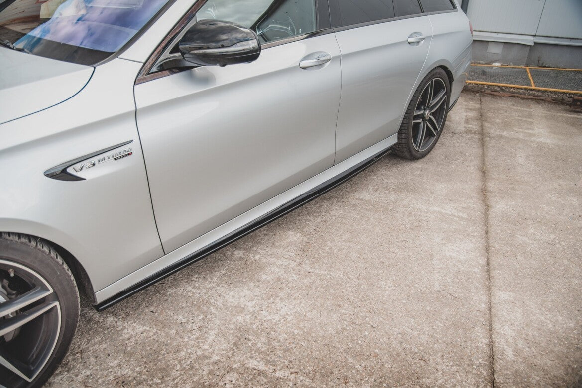 Seitenschweller Ansatz (Paar) passend für Mercedes E63 AMG Kombi/Limousine S213/W213 schwarz Hochglanz
