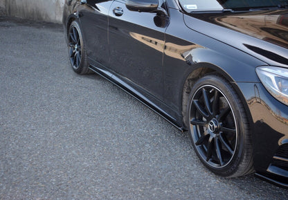 Seitenschweller Ansatz (Paar) passend für Mercedes S AMG-Line W222 / W222 FL schwarz Hochglanz