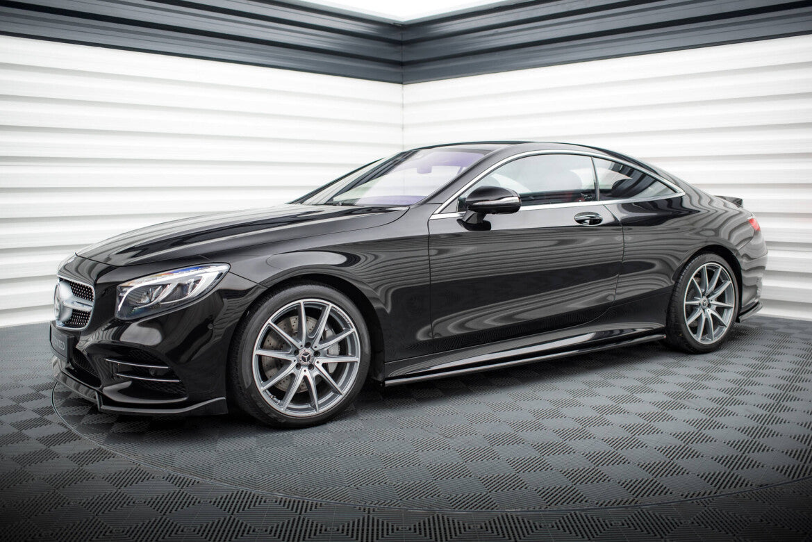 Seitenschweller Ansatz (Paar) passend für Mercedes S Coupe AMG-Line C217 FL schwarz Hochglanz
