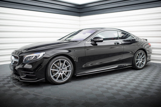 Seitenschweller Ansatz (Paar) passend für Mercedes S Coupe AMG-Line C217 FL schwarz Hochglanz