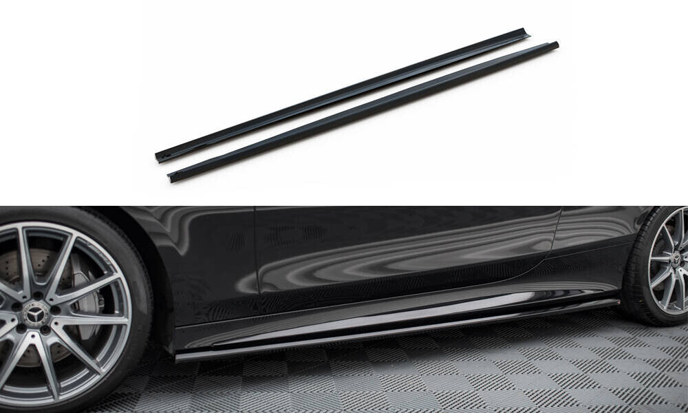 Seitenschweller Ansatz (Paar) passend für Mercedes S Coupe AMG-Line C217 FL schwarz Hochglanz