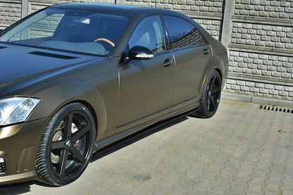 Seitenschweller Ansatz (Paar) passend für Mercedes S-Klasse W221 AMG LWB Carbon Look