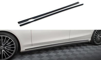 Seitenschweller Ansatz (Paar) passend für Mercedes S Lang AMG-Line W222 schwarz Hochglanz