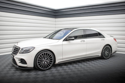 Seitenschweller Ansatz (Paar) passend für Mercedes S Lang AMG-Line W222 schwarz Hochglanz
