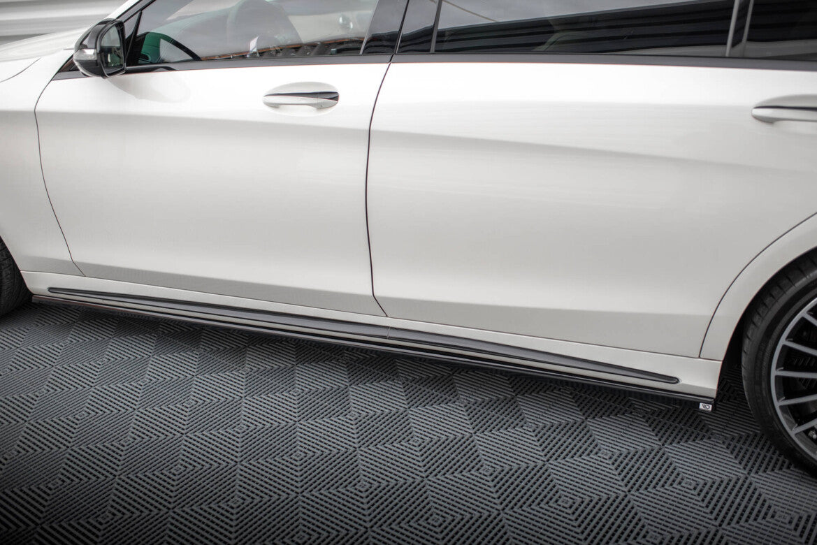 Seitenschweller Ansatz (Paar) passend für Mercedes S Lang AMG-Line W222 schwarz Hochglanz