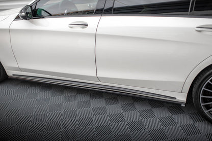 Seitenschweller Ansatz (Paar) passend für Mercedes S Lang AMG-Line W222 schwarz Hochglanz
