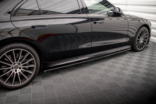 Seitenschweller Ansatz (Paar) passend für Mercedes S Long AMG-Line V223 schwarz Hochglanz