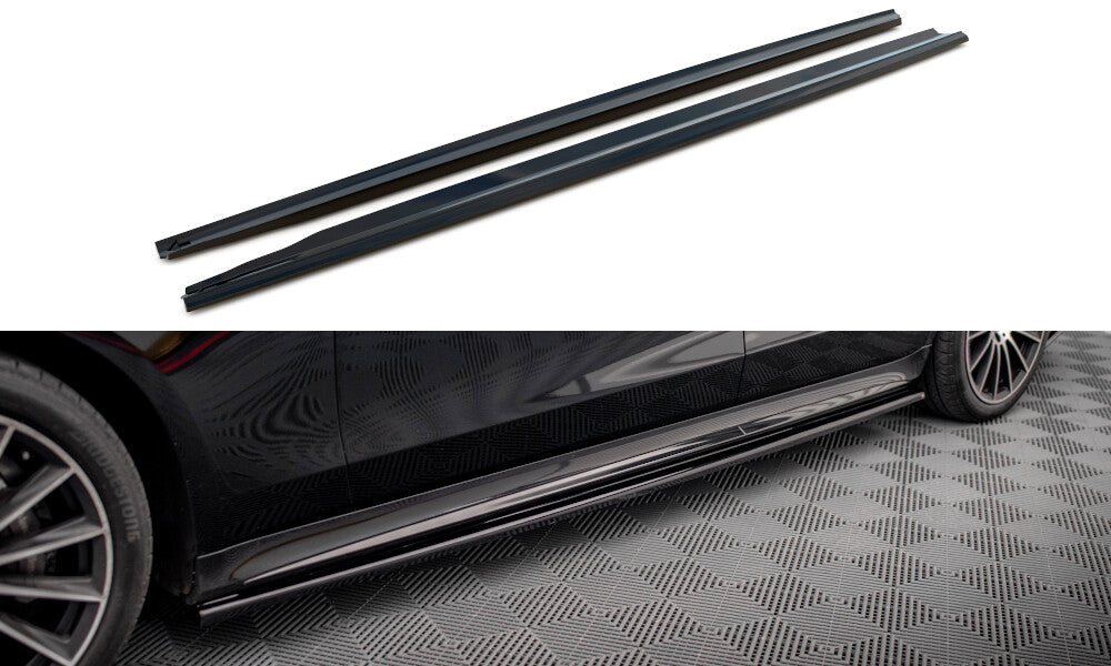 Seitenschweller Ansatz (Paar) passend für Mercedes S Long AMG-Line V223 schwarz Hochglanz