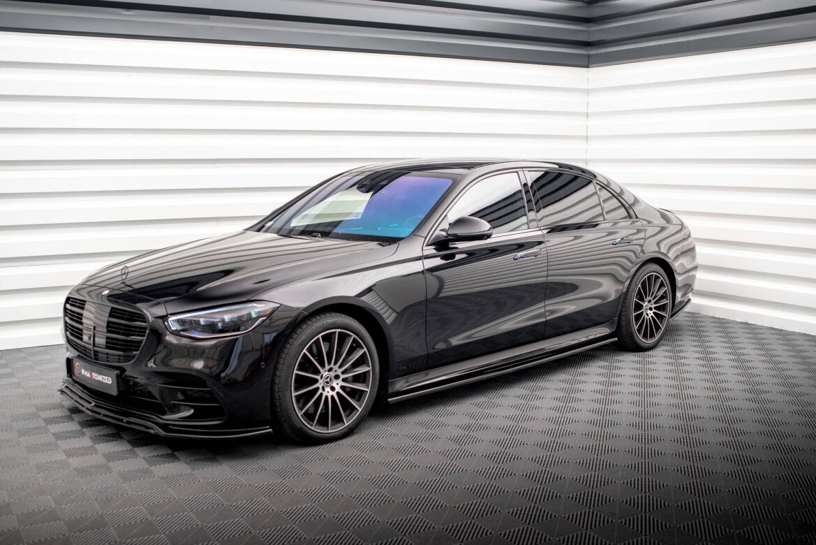 Seitenschweller Ansatz (Paar) passend für Mercedes S Long AMG-Line V223 schwarz Hochglanz