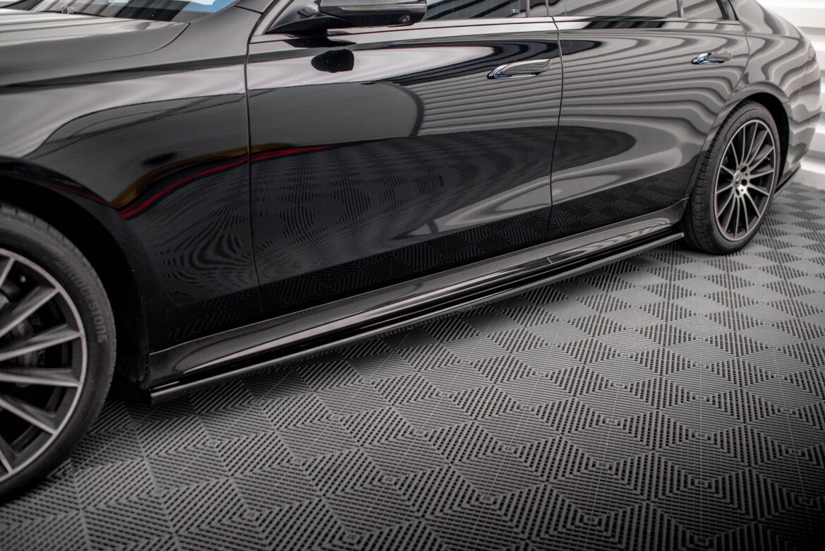 Seitenschweller Ansatz (Paar) passend für Mercedes S Long AMG-Line V223 schwarz Hochglanz