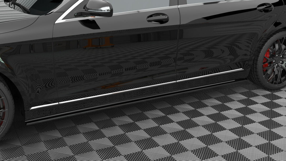 Seitenschweller Ansatz (Paar) passend für Mercedes S Long W222 schwarz Hochglanz