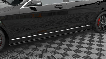 Seitenschweller Ansatz (Paar) passend für Mercedes S Long W222 schwarz Hochglanz