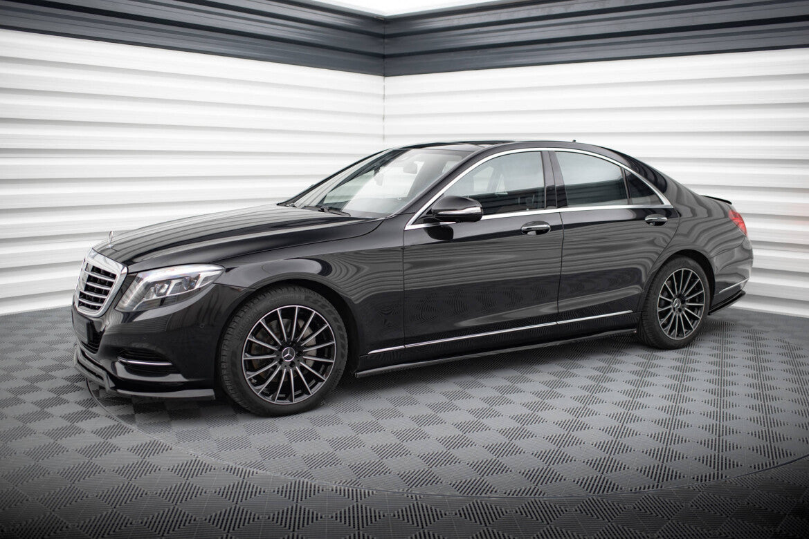 Seitenschweller Ansatz (Paar) passend für Mercedes S W222 schwarz Hochglanz