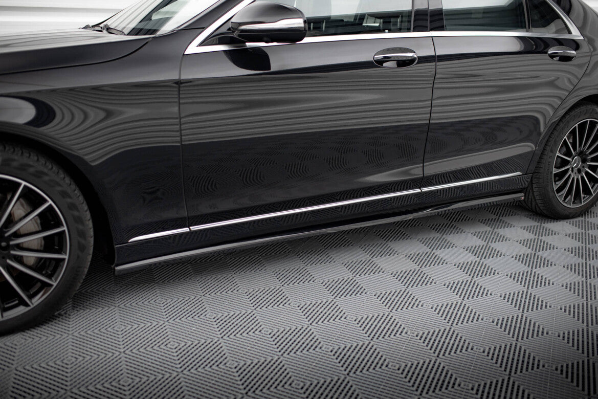 Seitenschweller Ansatz (Paar) passend für Mercedes S W222 schwarz Hochglanz