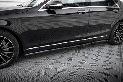 Seitenschweller Ansatz (Paar) passend für Mercedes S W222 schwarz Hochglanz
