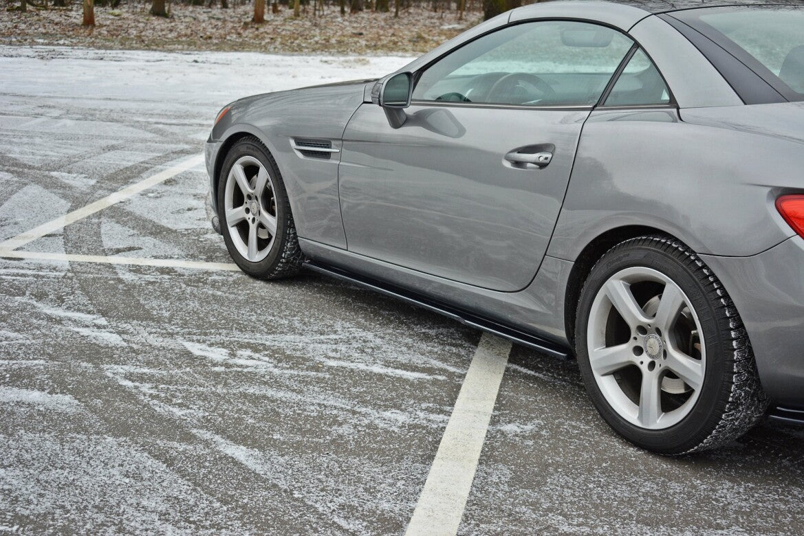 Seitenschweller Ansatz (Paar) passend für Mercedes SLK R172 schwarz Hochglanz