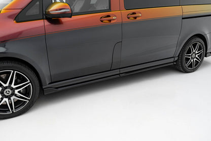 Seitenschweller Ansatz (Paar) passend für Mercedes V-Klasse Long AMG-Line W447 schwarz Hochglanz