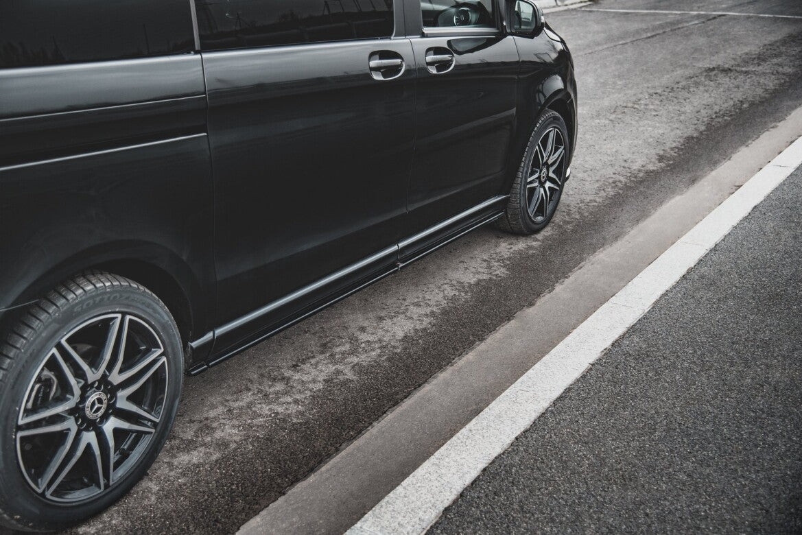 Seitenschweller Ansatz (Paar) passend für Mercedes V-Klasse Long AMG-Line W447 schwarz Hochglanz