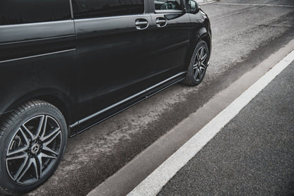 Seitenschweller Ansatz (Paar) passend für Mercedes V-Klasse Long AMG-Line W447 schwarz Hochglanz