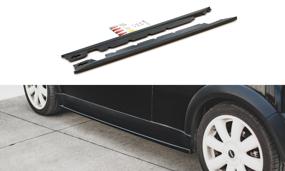 Seitenschweller Ansatz (Paar) passend für Mini Cooper / One R50 schwarz Hochglanz