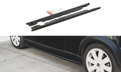 Seitenschweller Ansatz (Paar) passend für Mini Cooper / One R50 schwarz Hochglanz