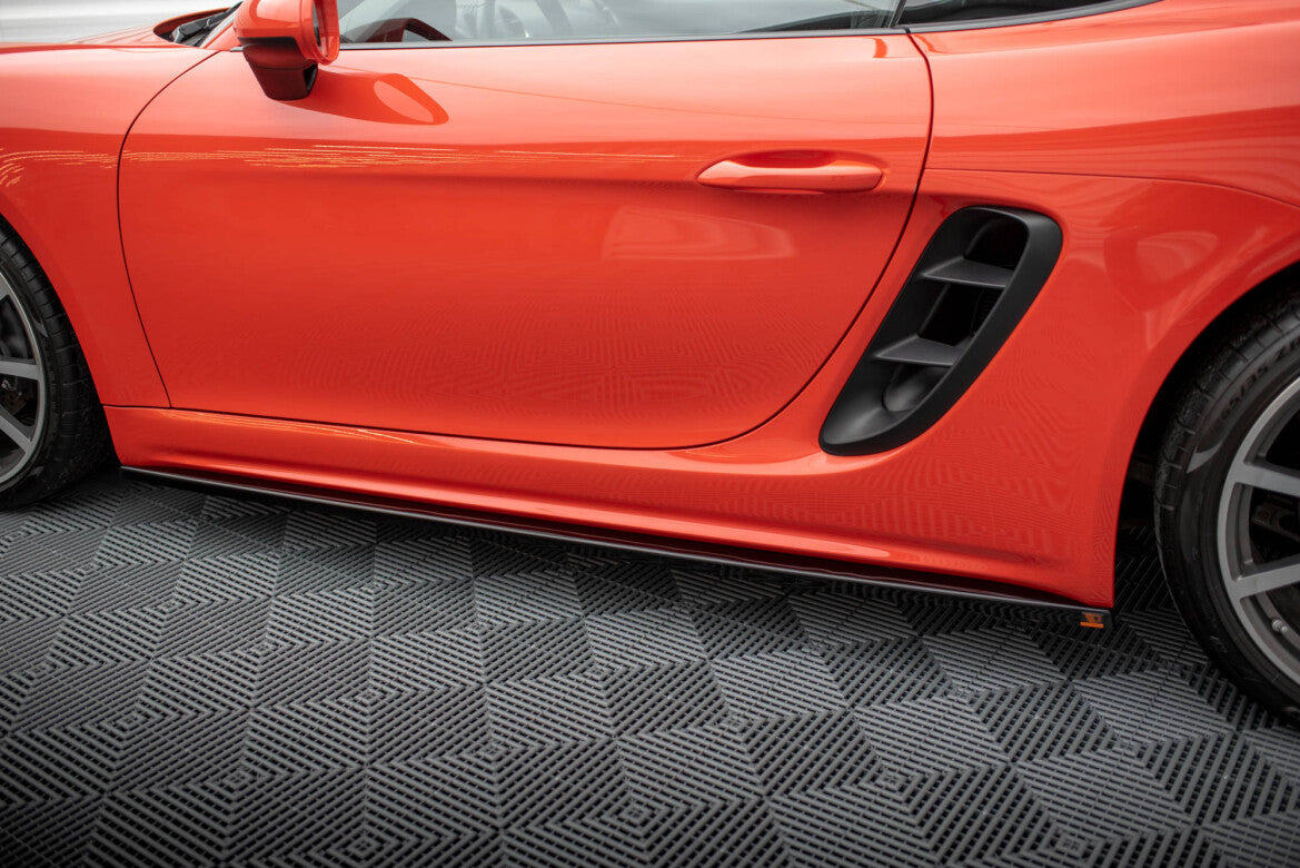 Seitenschweller Ansatz (Paar) passend für Porsche 718 Cayman 982c schwarz Hochglanz