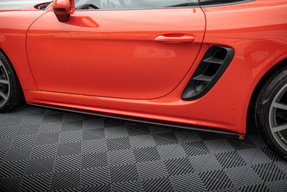 Seitenschweller Ansatz (Paar) passend für Porsche 718 Cayman 982c schwarz Hochglanz