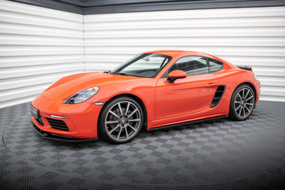 Seitenschweller Ansatz (Paar) passend für Porsche 718 Cayman 982c schwarz Hochglanz
