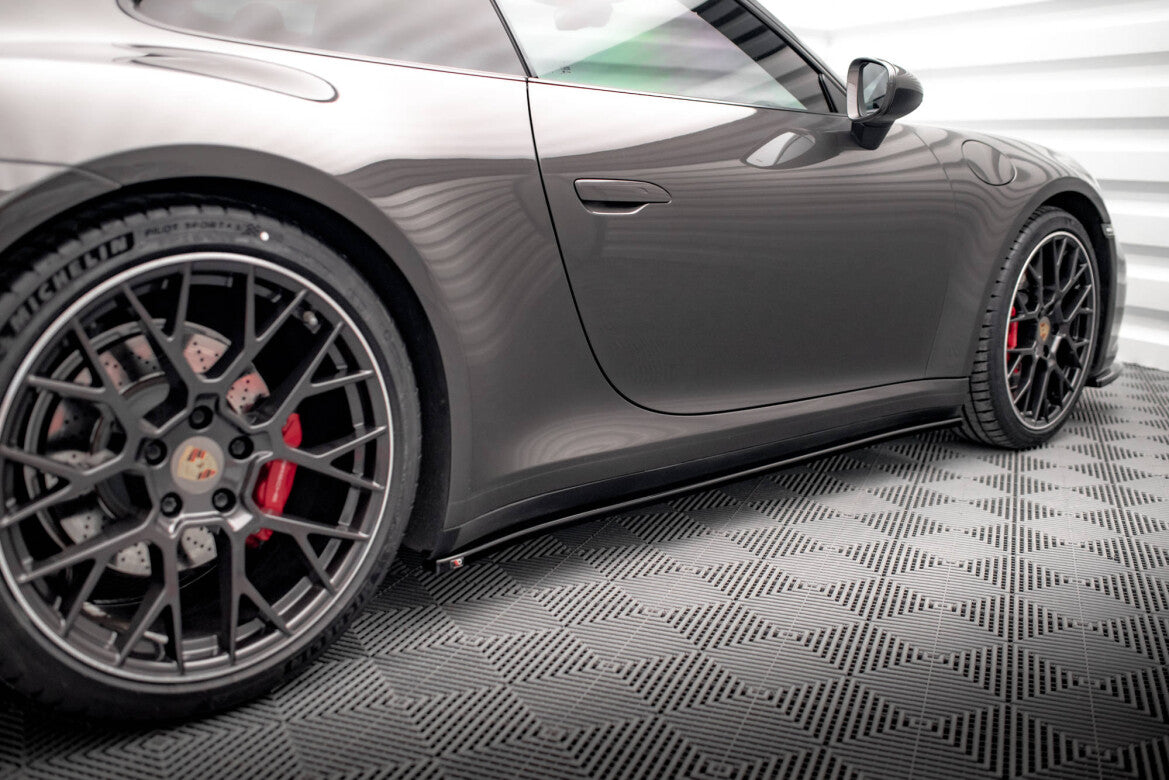 Seitenschweller Ansatz (Paar) passend für Porsche 911 Carrera 4S 992 schwarz Hochglanz