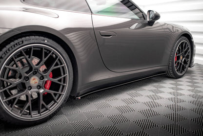 Seitenschweller Ansatz (Paar) passend für Porsche 911 Carrera 4S 992 schwarz Hochglanz