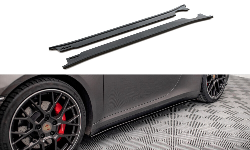 Seitenschweller Ansatz (Paar) passend für Porsche 911 Carrera 4S 992 schwarz Hochglanz