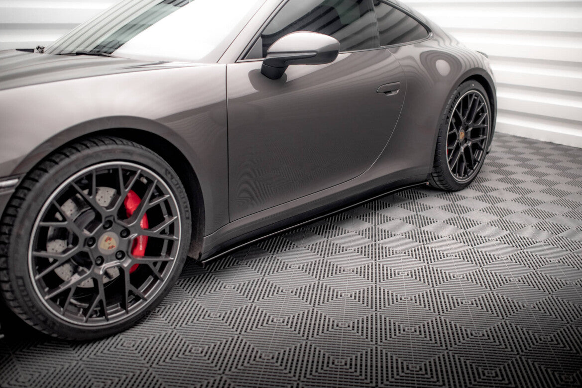 Seitenschweller Ansatz (Paar) passend für Porsche 911 Carrera 4S 992 schwarz Hochglanz