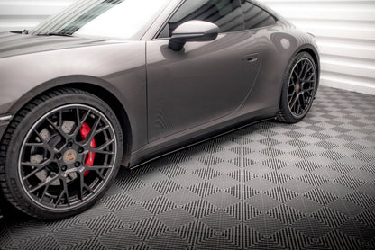 Seitenschweller Ansatz (Paar) passend für Porsche 911 Carrera 4S 992 schwarz Hochglanz