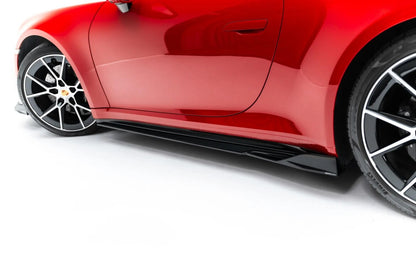 Seitenschweller Ansatz (Paar) passend für Porsche 911 Carrera Aero / Carrera GTS SportDesign 992 Facelift schwarz Hochglanz
