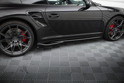Seitenschweller Ansatz (Paar) passend für Porsche 911 Turbo 997 schwarz Hochglanz