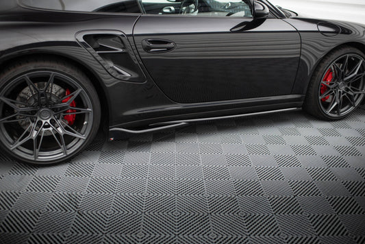 Seitenschweller Ansatz (Paar) passend für Porsche 911 Turbo 997 schwarz Hochglanz